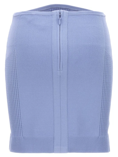 Herve Leger Hervé Léger Mix Zipped Knitted Skirt In Blue