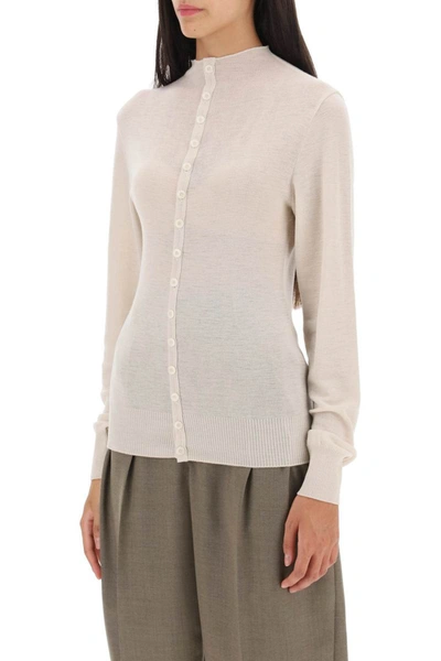 Shop Lemaire Seamless Wool Cardigan In Beige
