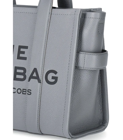Shop Marc Jacobs The Leather Medium Tote Grey Handbag