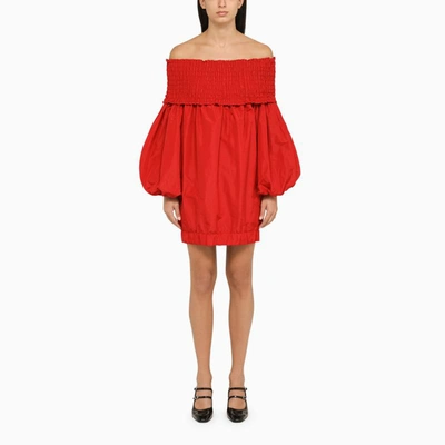 Shop Patou Bateau Neckline Dress In Red