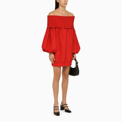 Shop Patou Bateau Neckline Dress In Red