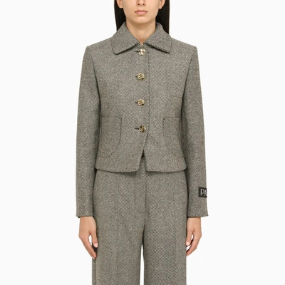 Shop Patou Herringbone Single-breasted Jacket In Grey