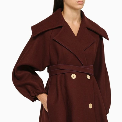 Shop Patou Wine Double-breasted Coat In Burgundy