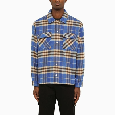 Shop Represent Cobalt Blue And Beige Checked Shirt In Red
