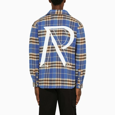 Shop Represent Cobalt Blue And Beige Checked Shirt In Red