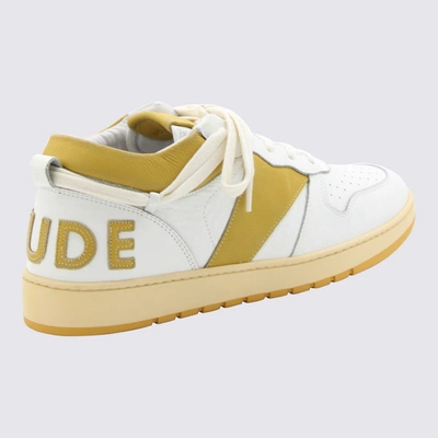 Shop Rhude White And Mustard Leather Sneakers In White/mustard