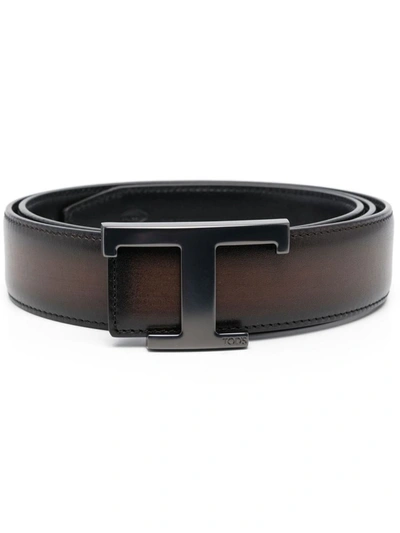 Shop Tod's Leather Belt In Brown