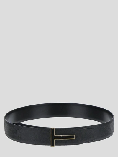 Shop Tom Ford T Icon Buckle Belt In Black