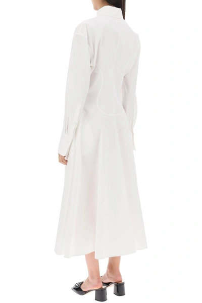 Shop Valentino Garavani Compact Poplin Midi Dress With Rose In White