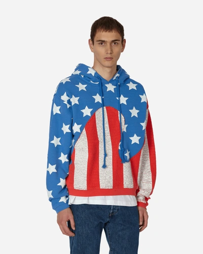 Shop Erl Stars And Stripes Swirl Hooded Sweatshirt In Blue