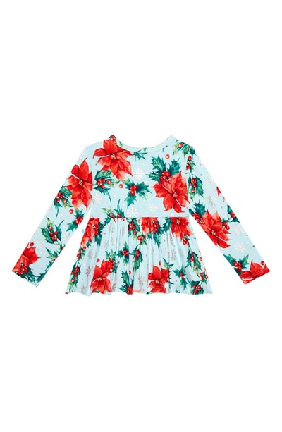 Shop Posh Peanut Kids' Winter Lily Peplum Long Sleeve Dress & Bloomers Set In Light/ Pastel Blue