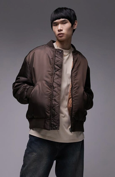 Shop Topman Ma-1 Reversible Bomber Jacket In Brown