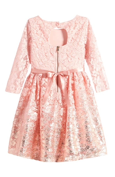 Shop Little Angels Kids' Foil Lace Dress In Blush
