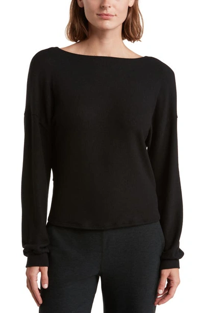 Shop Beyond Yoga Twist Up Reversible Pullover Sweater In Black