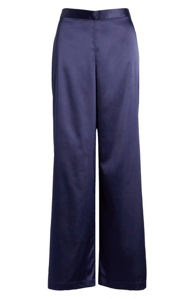 Shop Natori Glamour Satin Pajama Pants In Midnight Navy