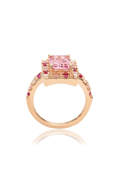 Suzy Levian Mixed Pink Cubic Zirconia Ring In Pink