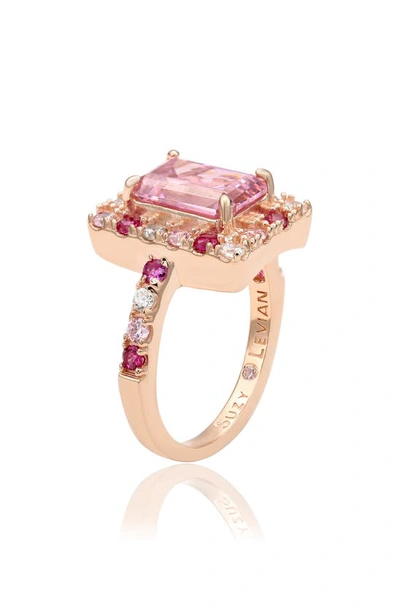 Suzy Levian Mixed Pink Cubic Zirconia Ring In Pink