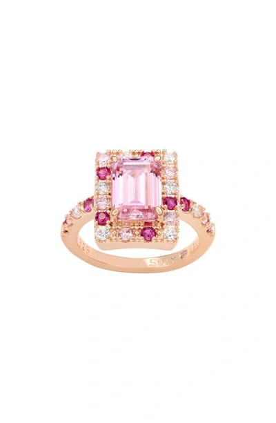 Suzy Levian Mixed Pink Cubic Zirconia Ring In Pink