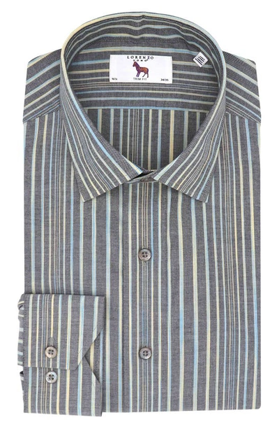 Shop Lorenzo Uomo Trim Fit Stripe Dress Shirt In Mocha