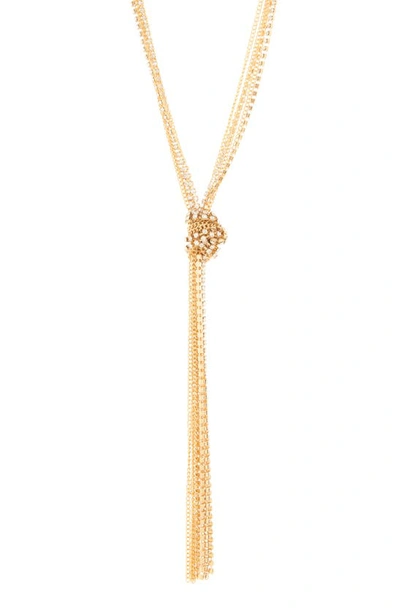 Shop Melrose And Market Rhinestone Chain Y-tassel Necklace In Clear- Gold