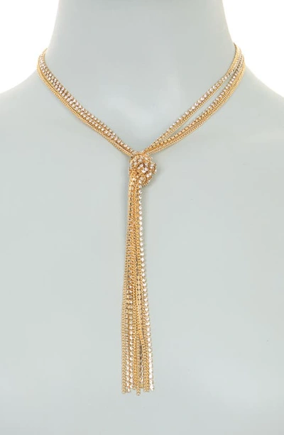 Shop Melrose And Market Rhinestone Chain Y-tassel Necklace In Clear- Gold
