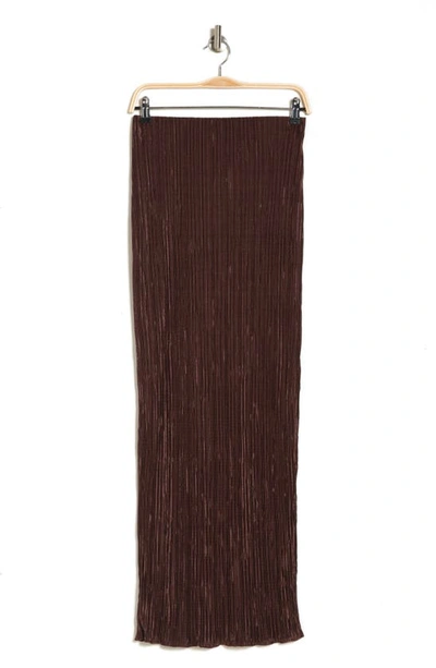 Shop Renee C Plissé Maxi Skirt In Brown