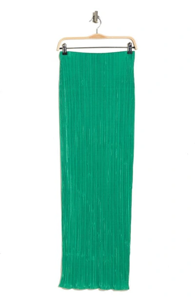 Shop Renee C Plissé Maxi Skirt In Emerald Green