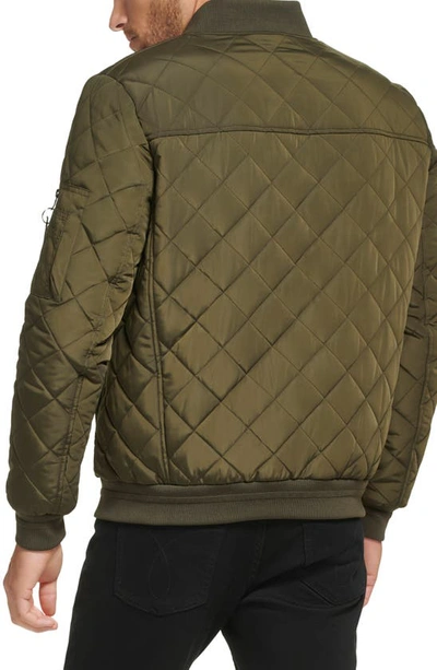 Shop Calvin Klein Quilted Bomber Jacket In Olivine