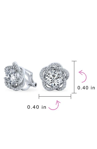 Bling Jewelry Bridal Rose Cz Clip-on Earrings In Clear