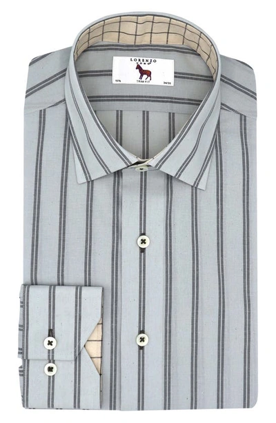 Shop Lorenzo Uomo Trim Fit Stripe Dress Shirt In Celadon