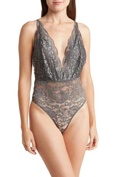 Shop Wishlist Lace Bodysuit In Charcoal