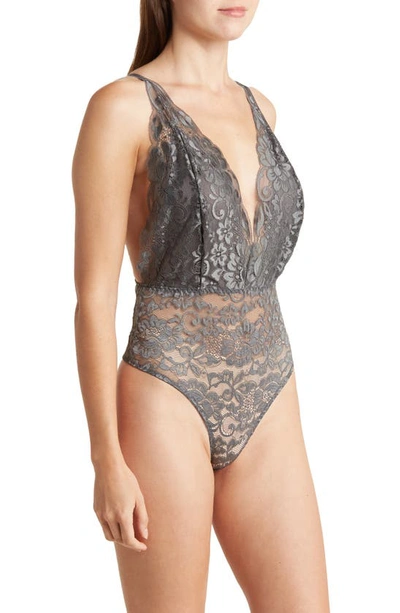 Shop Wishlist Lace Bodysuit In Charcoal