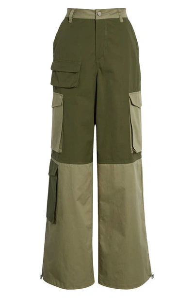 Shop Afrm Colorblock Cargo Pants In Bronze Green