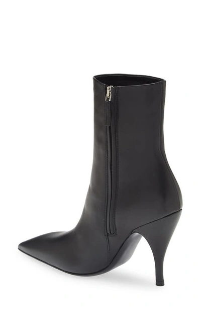 Shop Off-white Crescent Pointed Toe Bootie In Black/ Silver
