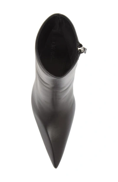 Shop Off-white Crescent Pointed Toe Bootie In Black/ Silver