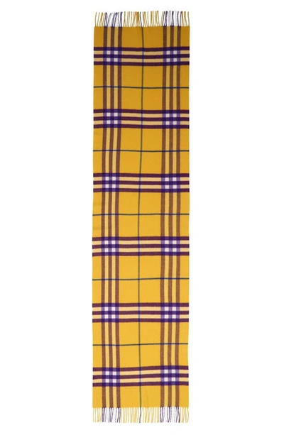 Shop Burberry Giant Check Washed Cashmere Scarf In Pear