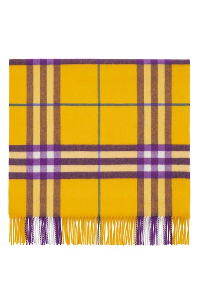 Shop Burberry Giant Check Washed Cashmere Scarf In Pear
