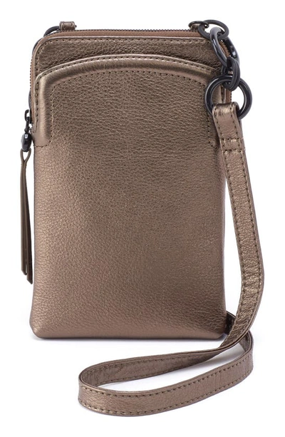 Shop Hobo Nila Leather Phone Crossbody Bag In Pewter