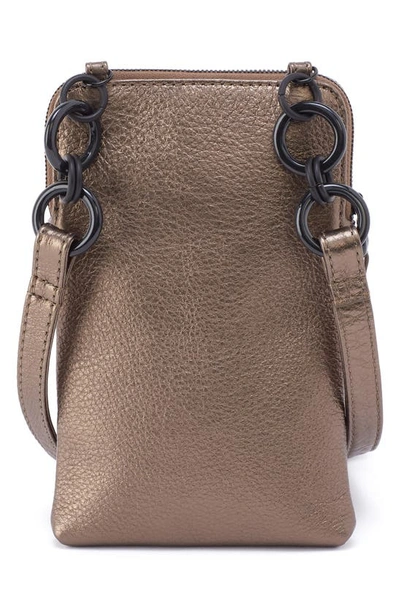 Hobo Nila Leather Phone Crossbody Bag In Pewter