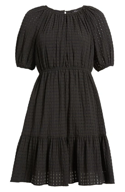 Shop Rails Khloe Puff Sleeve Seersucker Dress In Black Seersucker