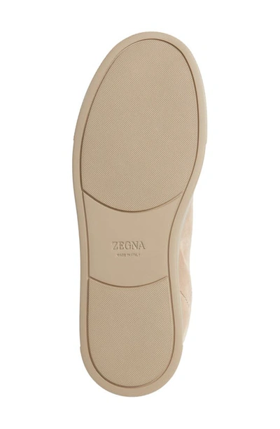 Zegna Triple Stitch Suede Sneaker In Beige