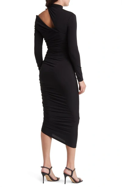 Shop Misha Collection Clotilde Cutout Long Sleeve Body-con Cocktail Dress In Black