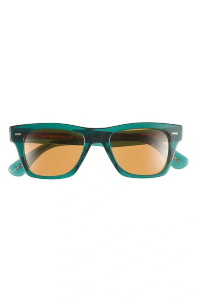Shop Oliver Peoples 49mm Polarized Square Sunglasses In Translucent Dark Teal