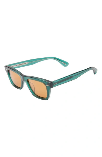Shop Oliver Peoples 49mm Polarized Square Sunglasses In Translucent Dark Teal