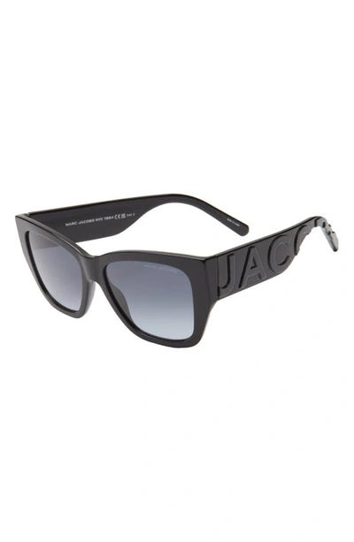 Shop Marc Jacobs 55mm Cat Eye Sunglasses In Black Grey/ Grey Shaded