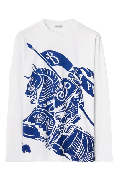 Shop Burberry Equestrian Knight Cotton Graphic T-shirt In White