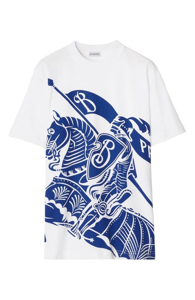 Shop Burberry Equestrian Knight Cotton Graphic T-shirt In White