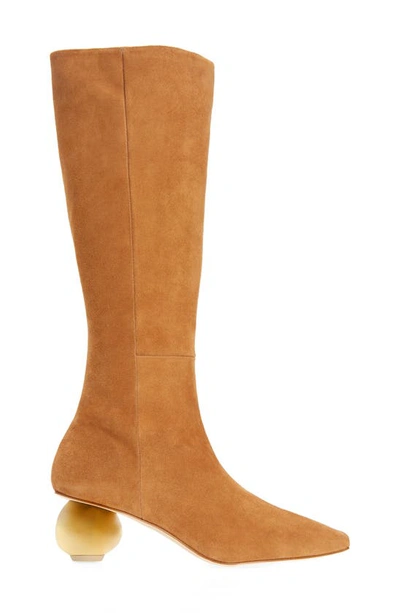 Cult Gaia Zuri Suede Knee Boots In Camel