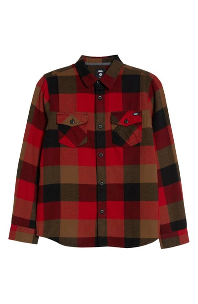 Shop Vans Kids' B Box Flannel Button-up Shirt In Chili Pepper/ Sepia