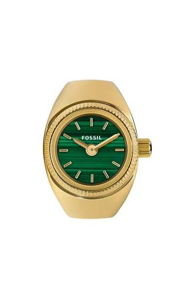 Fossil Women's Two-hand Gold-tone Stainless Steel Ring Watch, 15mm In Gold